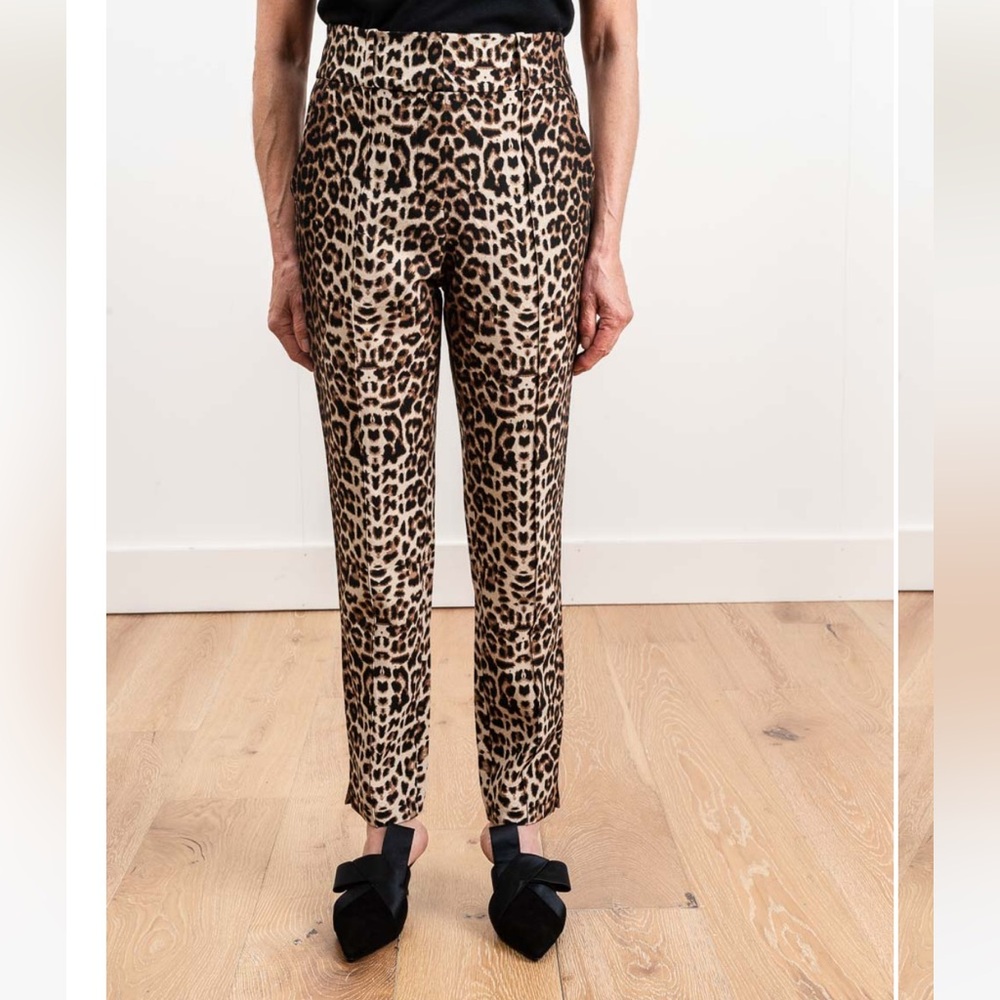 NWOT Veronica Beard Leopard Cropped Trouser Pants, Lago Trousers